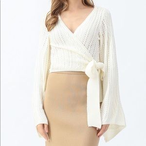 NWOT Flare Sleeve Wrap Knit Top